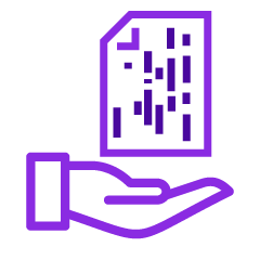 hand holding a sheet of paper with digital texture on it icon